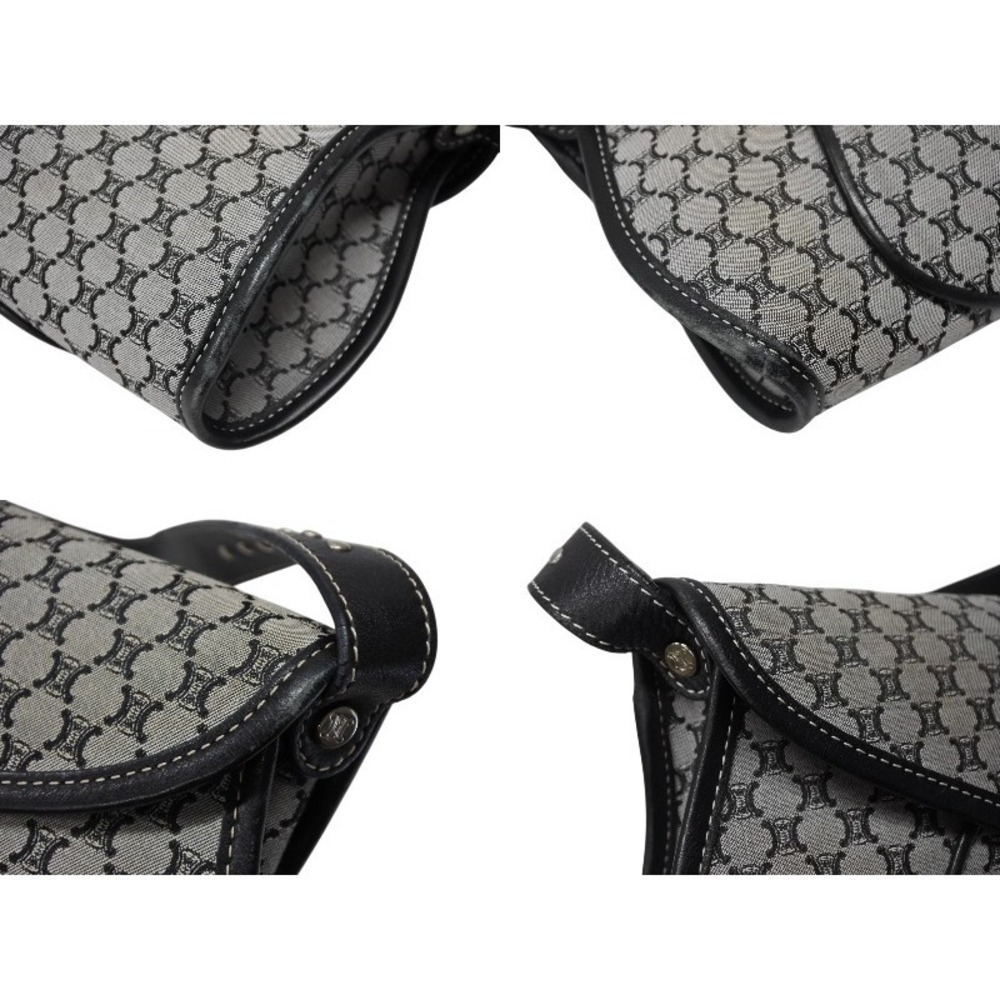 CELINE Macadam One Shoulder Hobo Bag YS Canvas Leather Gray Black - Picture 7 of 10